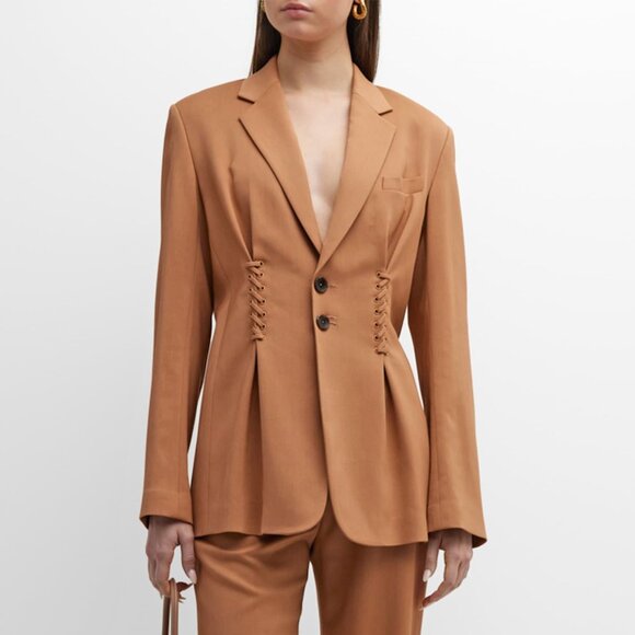 New ALC Maverick Lace-Up Blazer Tawny Brown 6, M $695 - Picture 1 of 9